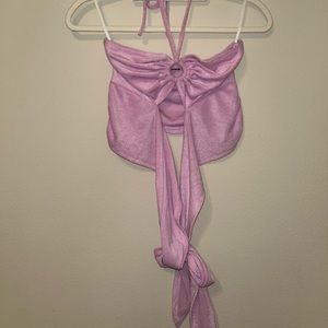 Pink Towel Wrap around crop top